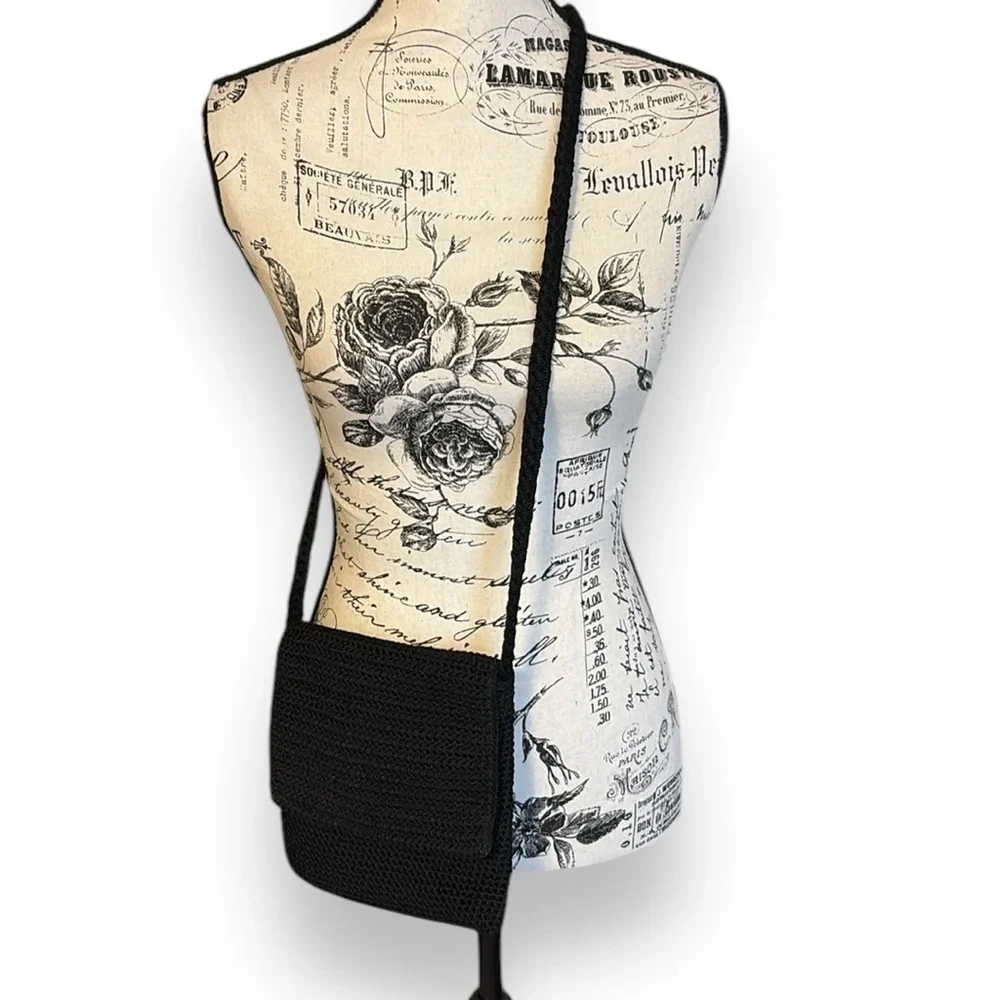 The Sak Bag Crossbody Shoulder Crochet Boho Black - Picture 2 of 5